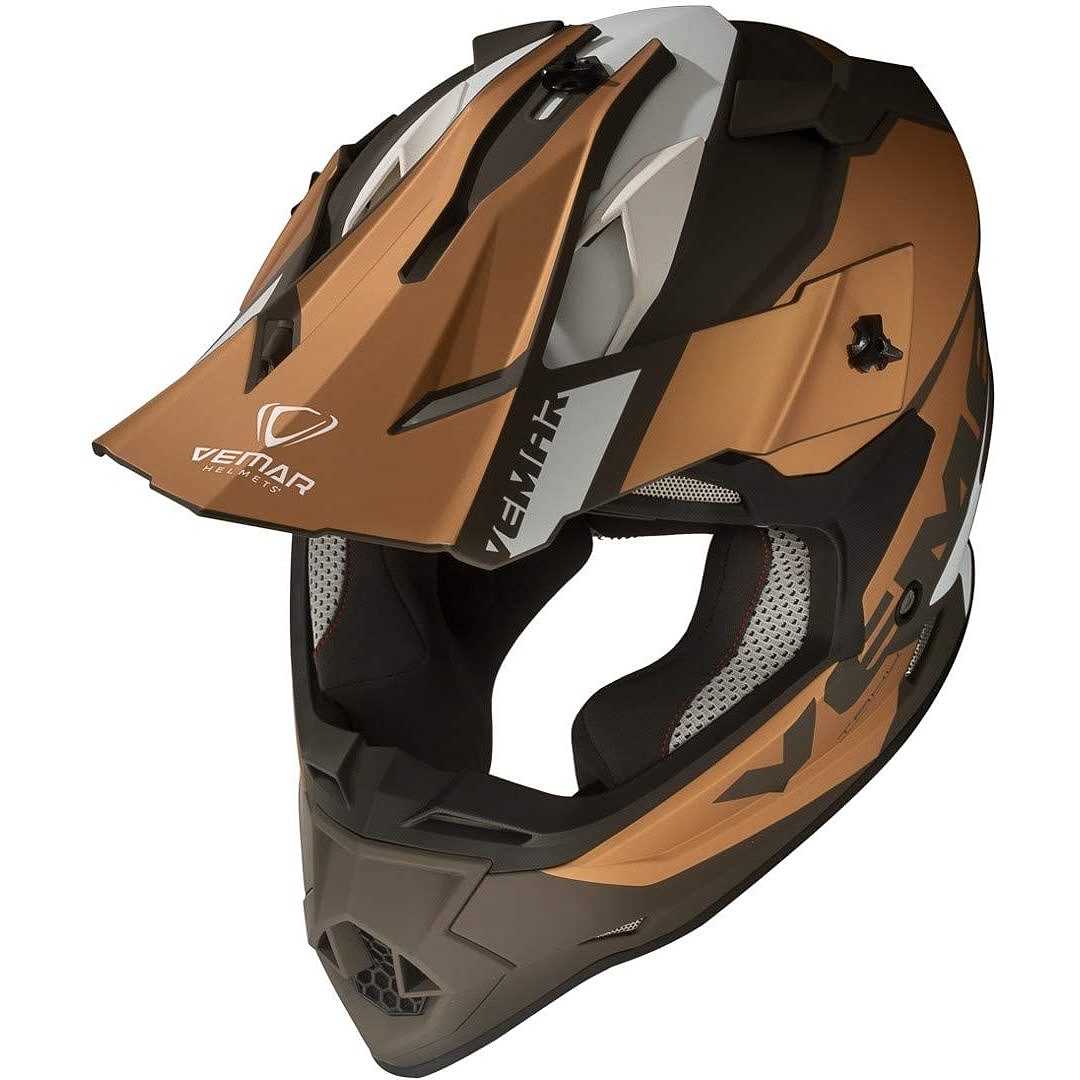Casco Moto Cross Enduro Vemar VH Taku Blade Bronzo Nero Opaco