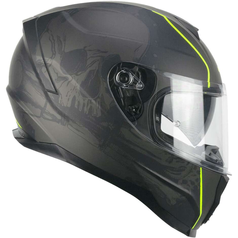 Casco Moto Integrale CGM 321S ATOM SKULL - nero giallo fluo opaco
