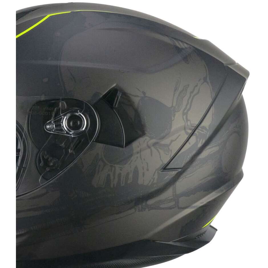 Casco Moto Integrale CGM 321S ATOM SKULL - nero giallo fluo opaco
