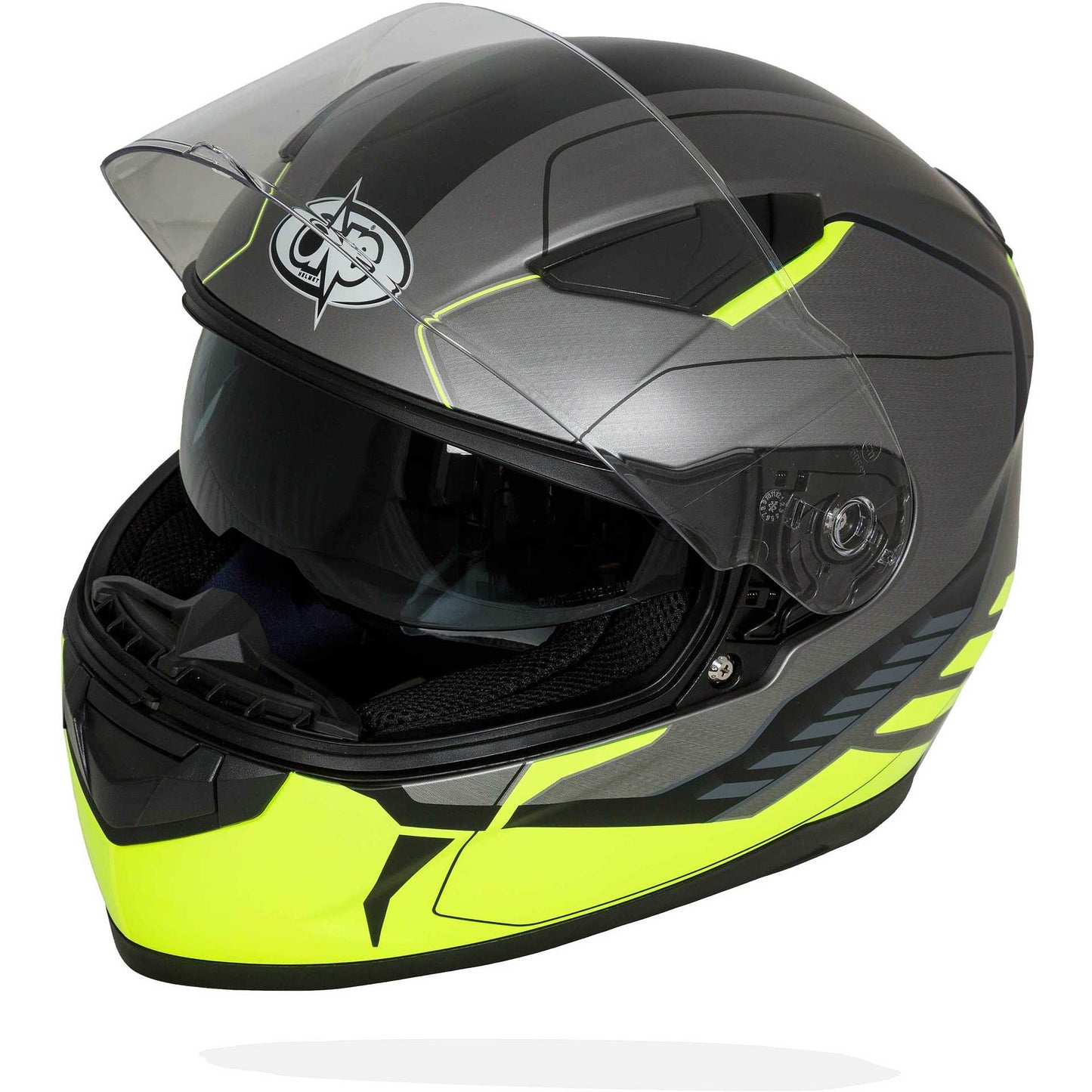 Casco Moto Integrale One GT1 Doppia Visiera - Titanio Giallo Opaco