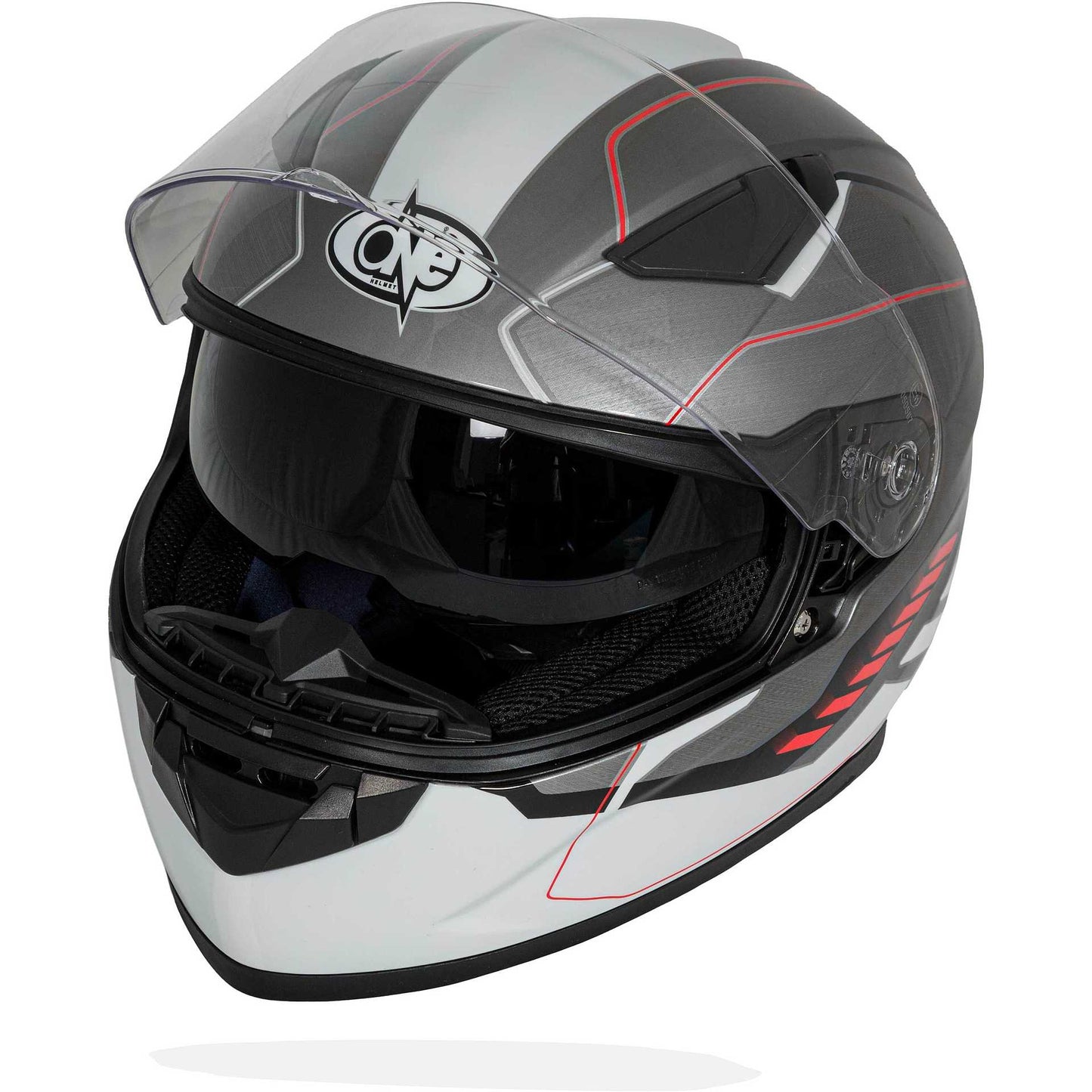 Casco Moto Integrale One GT1 Doppia Visiera - Titanio Rosso