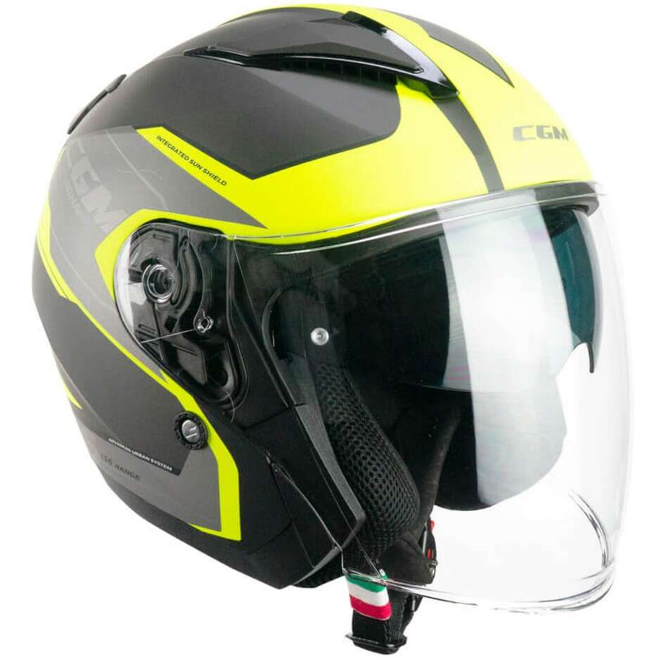 Casco Open face jet CGM 136S DNAA APACHE - grafite giallo fluo opaco
