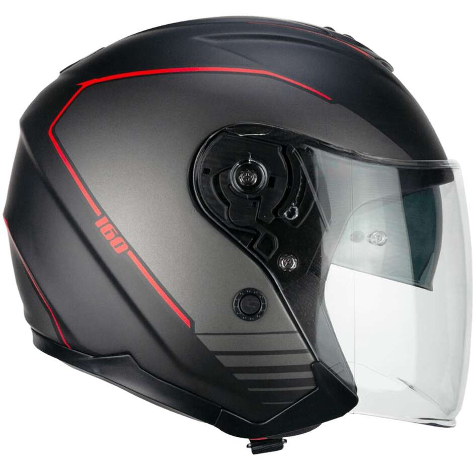 Casco Open face jet CGM 160G JAD RIDE - nero rosso opaco