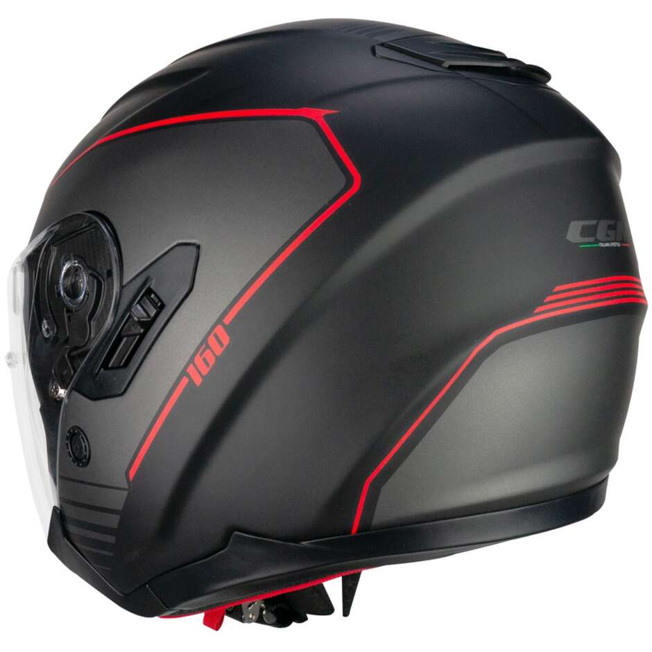 Casco Open face jet CGM 160G JAD RIDE - nero rosso opaco