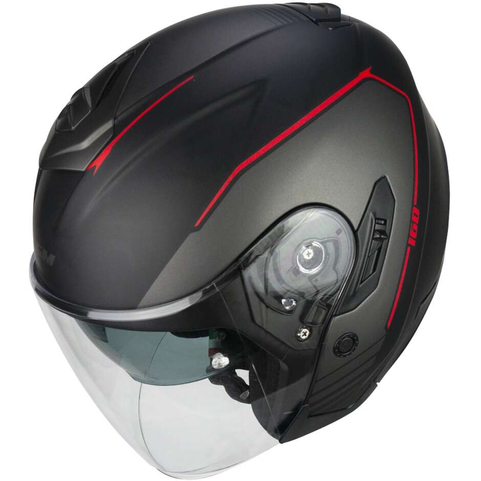 Casco Open face jet CGM 160G JAD RIDE - nero rosso opaco