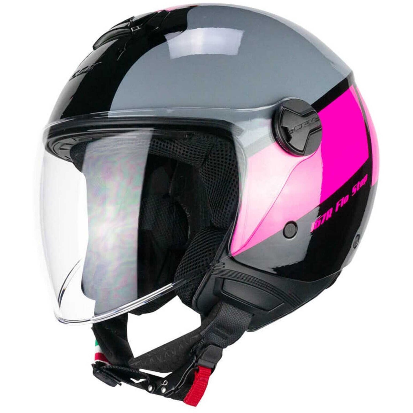 Casco Moto CGM 167R FLO STEP (visiera lunga) - Grigio fucsia