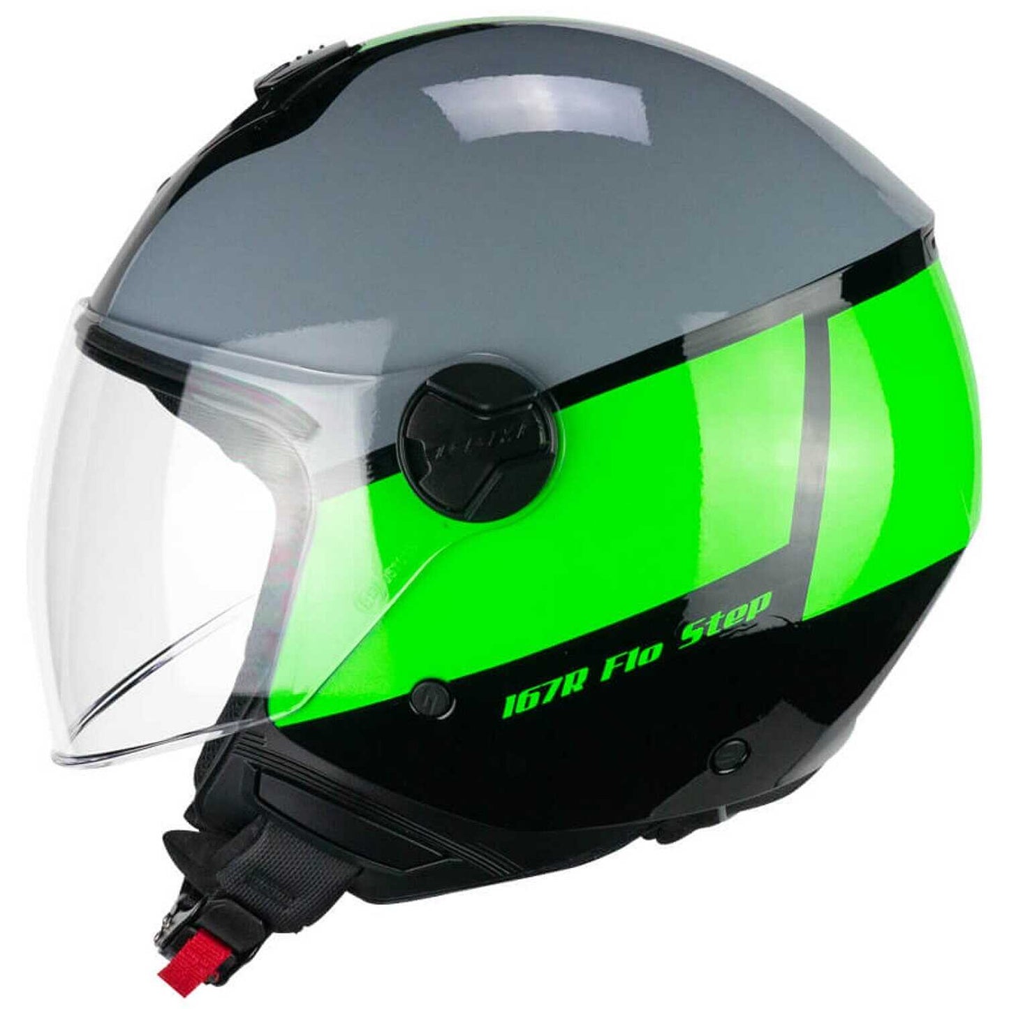 Casco Moto CGM 167R FLO STEP (visiera lunga) - Grigio verde
