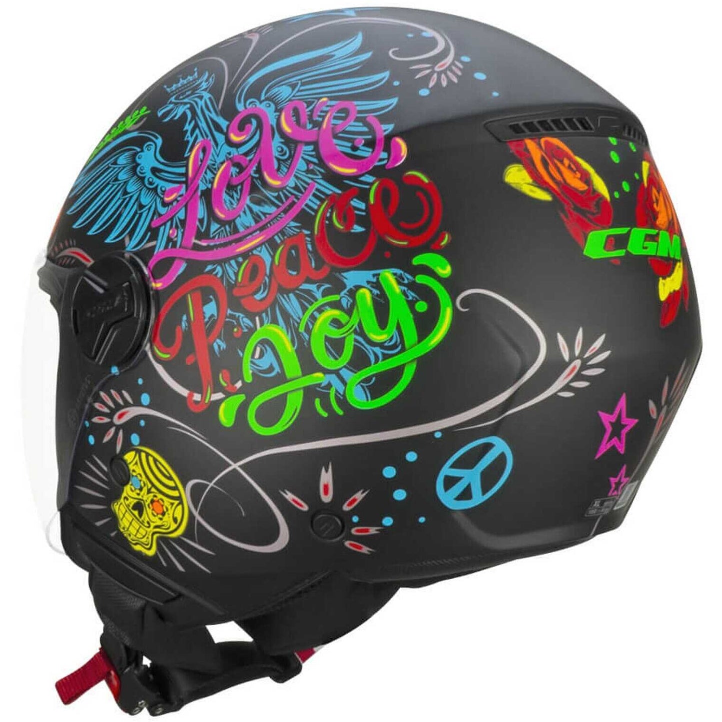Casco Moto CGM 167S FLO JOY (visiera lunga) - nero azzurro verde opaco