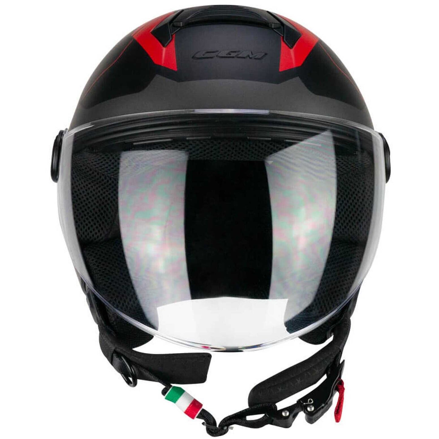 Casco Moto CGM 167X FLO TECH (visiera lunga) - Nero rosso opaco