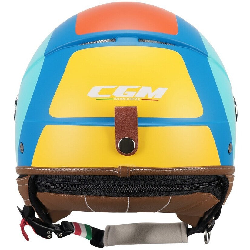 Casco Moto Jet CGM 191G PIX SPRINT Celeste Arancione opaco sagomata