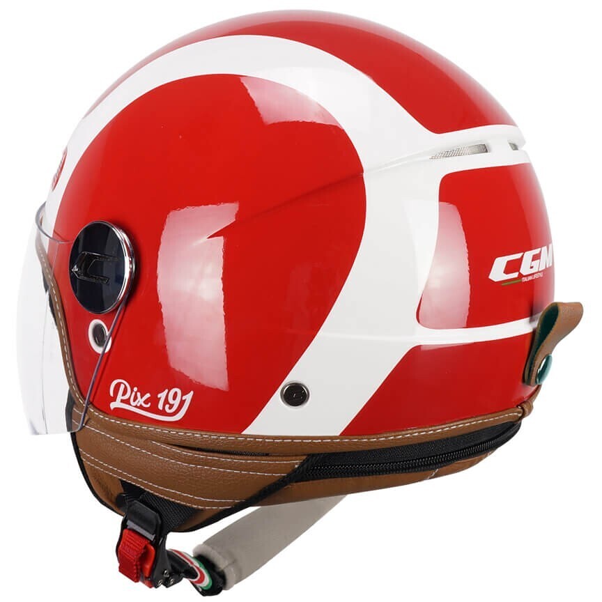 Casco Moto Jet CGM 191G PIX SPRINT Rosso Bianco