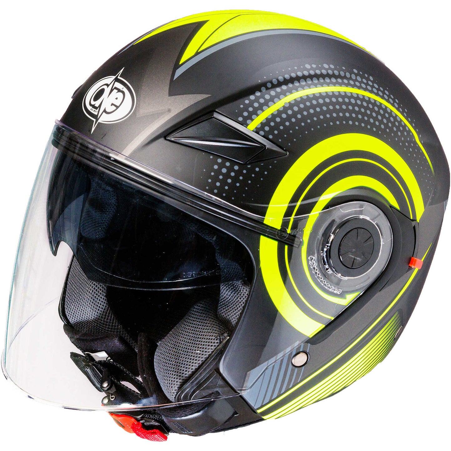 Casco Moto Jet Doppia Visiera One Alfa - Nero opaco e giallo