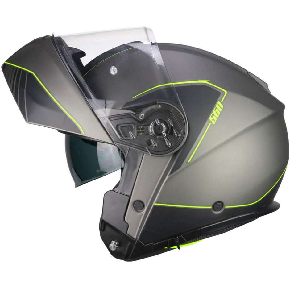 Casco Moto Modulare CGM 560G MAD RIDE - grafite giallo fluo opaco
