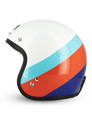 Casco Moto Gasoline S250 CAFE RACER - white & blue and red