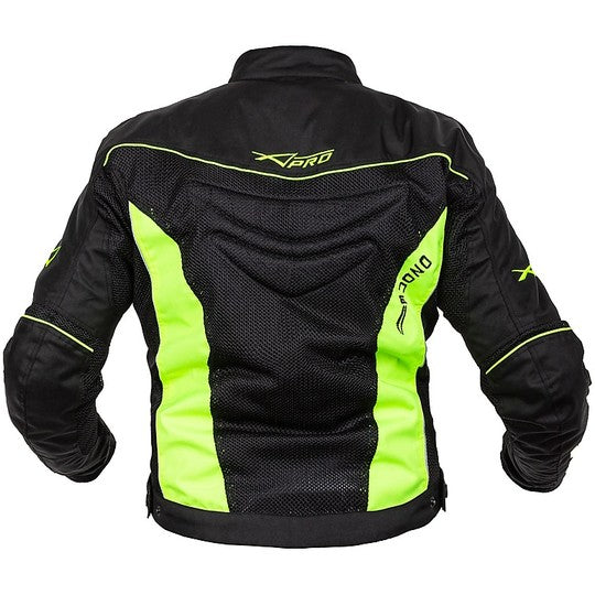 Giacca Moto In Tessuto A-Pro Estivo Traforato OZONE Nero Giallo Fluo