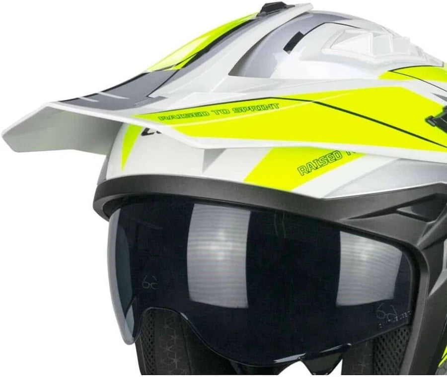 Casco da moto CGM 155G Rush Dual Open Face Bianco / Fluo / Giallo