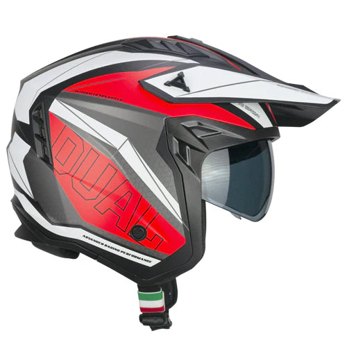 Casco da Moto CGM 155G Rush Dual Open Face Nero / Rosso Opaco