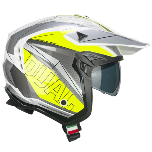 Casco da moto CGM 155G Rush Dual Open Face Bianco / Fluo / Giallo