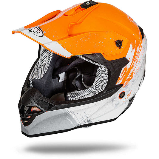 Casco moto Cross Enduro One Tiger 2.0 Arancio Bianco