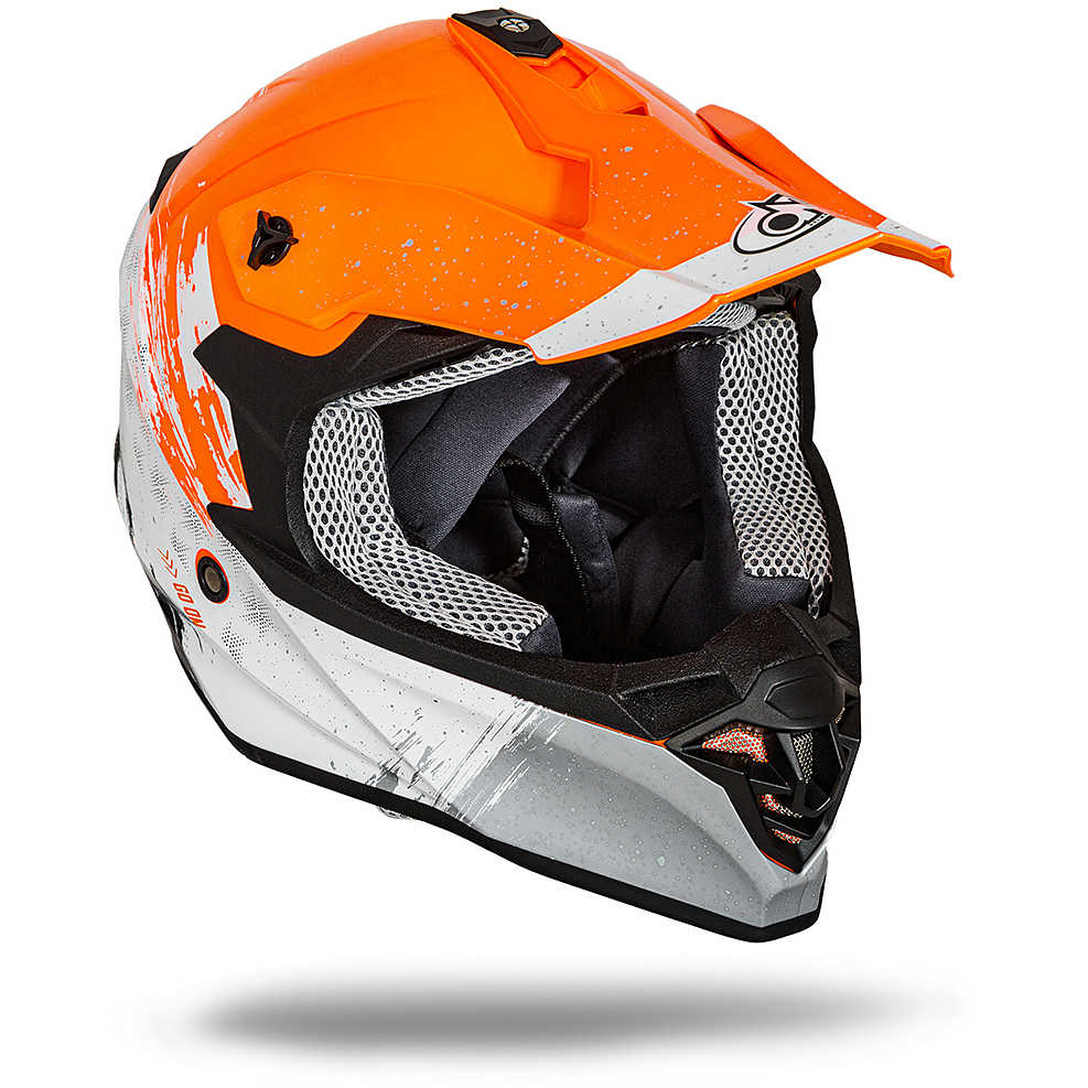 Casco moto Cross Enduro One Tiger 2.0 Arancio Bianco