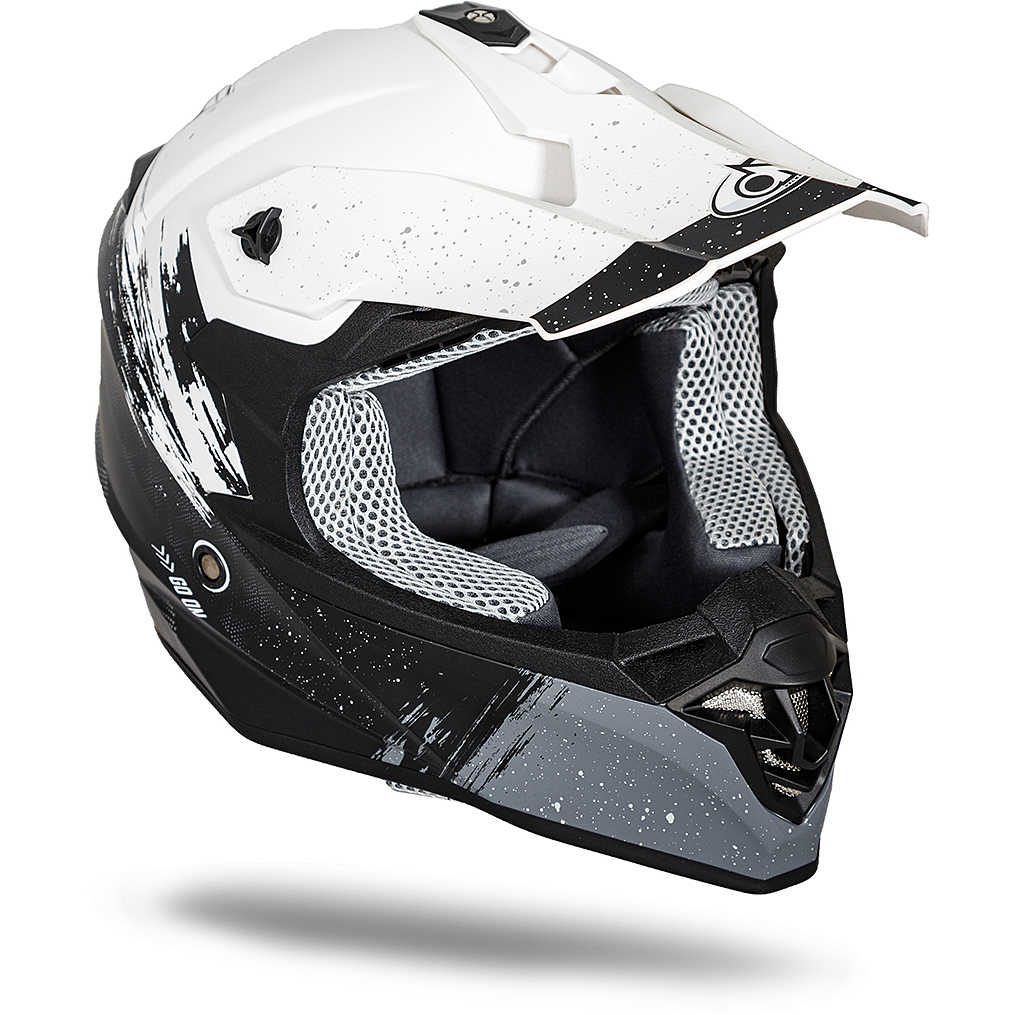 Casco moto Cross Enduro One Tiger 2.0 Bianco Nero