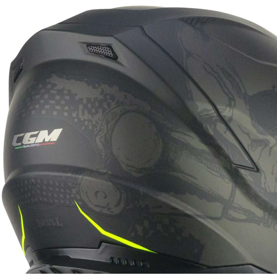 Casco Moto Integrale CGM 321S ATOM SKULL - nero giallo fluo opaco