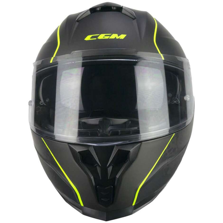 Casco Moto Integrale CGM 321S ATOM SKULL - nero giallo fluo opaco