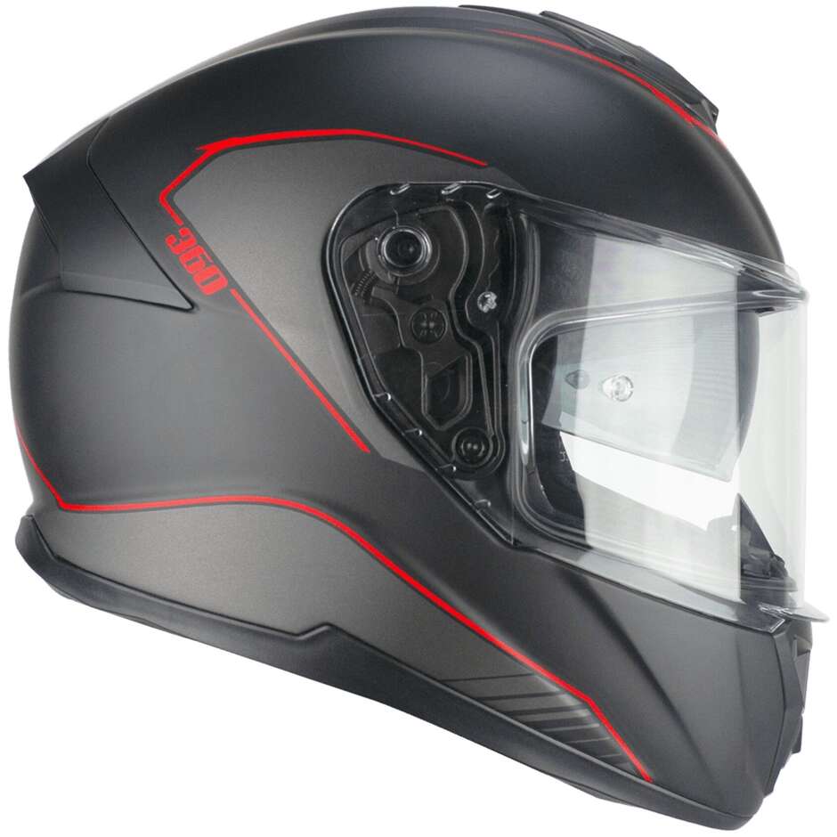 Casco Moto Integrale 360G KAD RIDE - nero rosso opaco