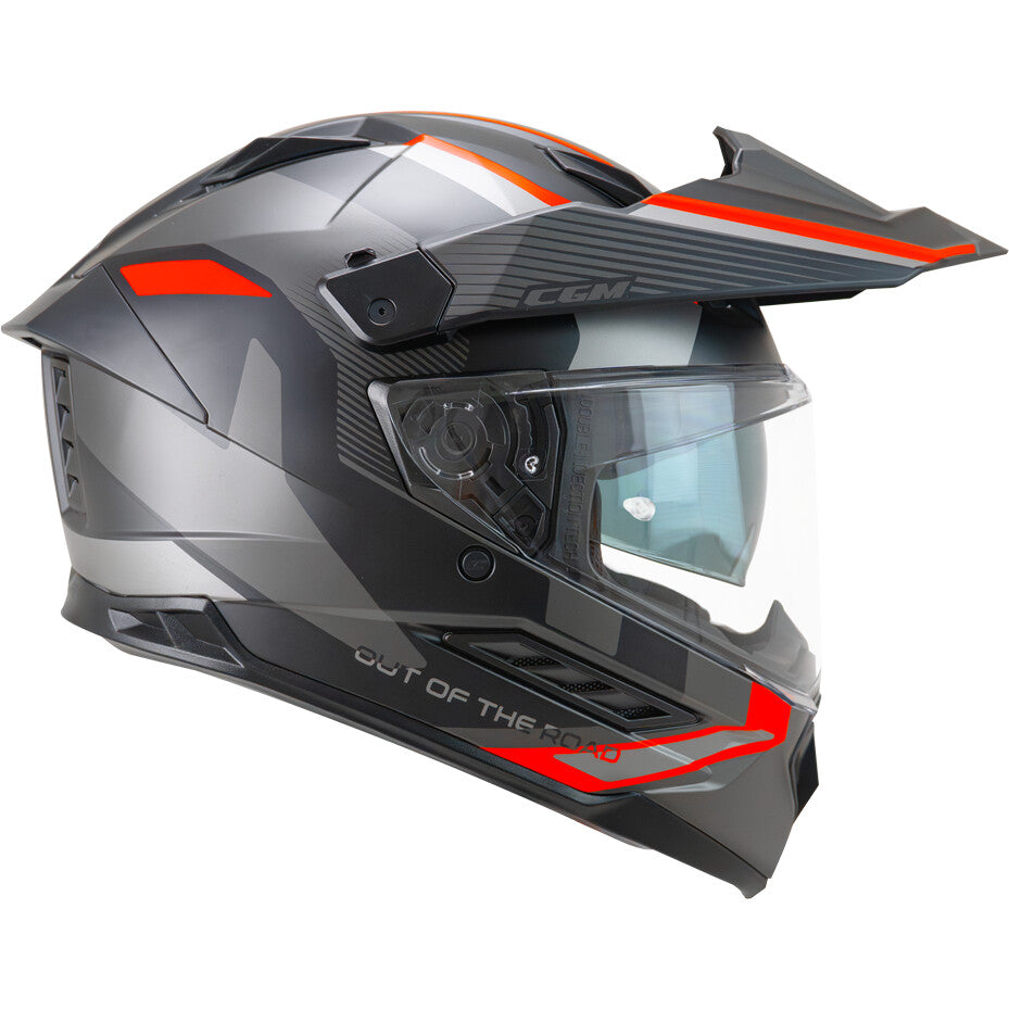 Casco Moto Integrale CGM 366G DUAL RANGER Nero Rosso fluo opaco
