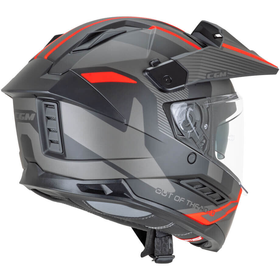 Casco Moto Integrale CGM 366G DUAL RANGER Nero Rosso fluo opaco