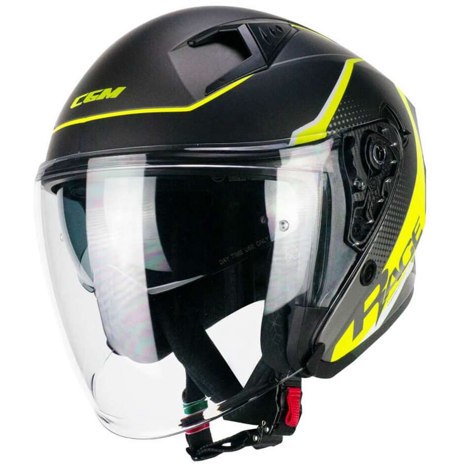 Casco Open face jet CGM 127G DEEP RACE - grafite giallo fluo opaco