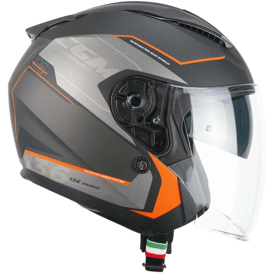 Casco Open face jet CGM 136S DNA APACHE - grafite arancione opaco