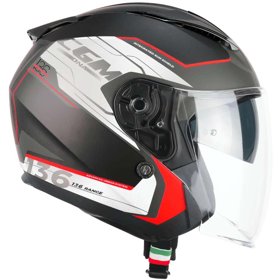 Casco Open face jet CGM 136S DNA APACHE - nero rosso opaco