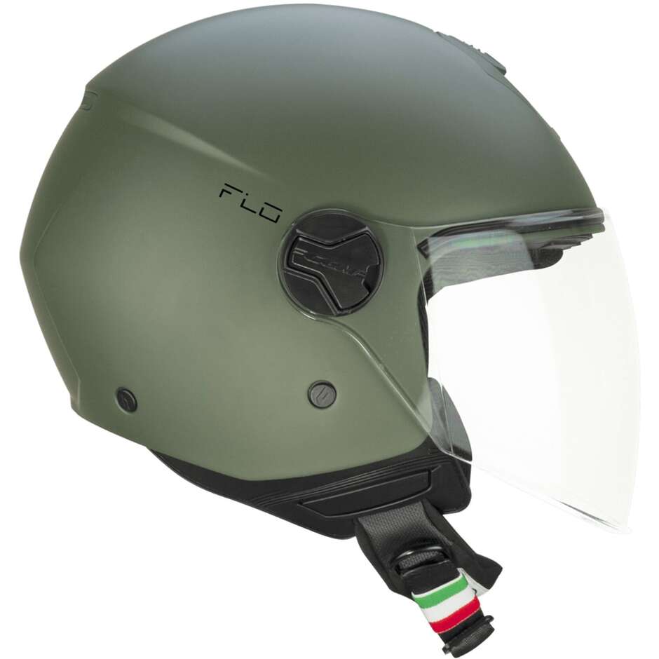 Casco Open face jet CGM 167A FLO MONO (visiera lunga) - verde opaco