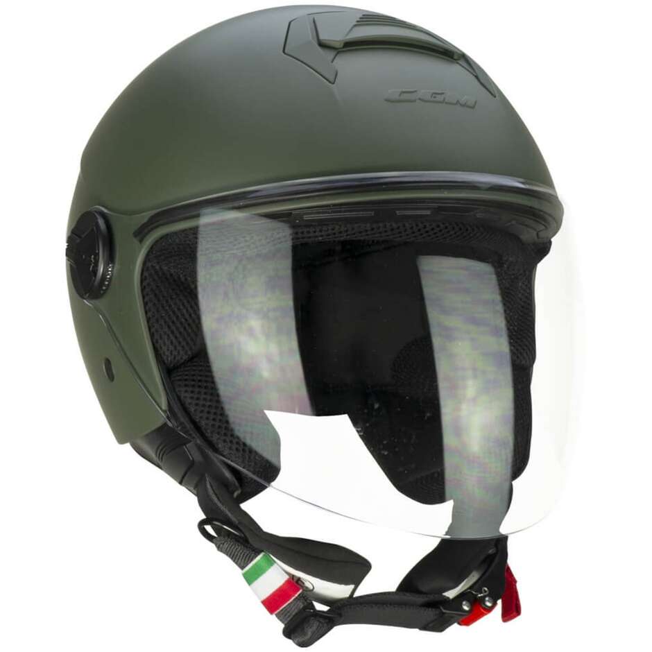 Casco Open face jet CGM 167A FLO MONO (visiera lunga) - verde opaco