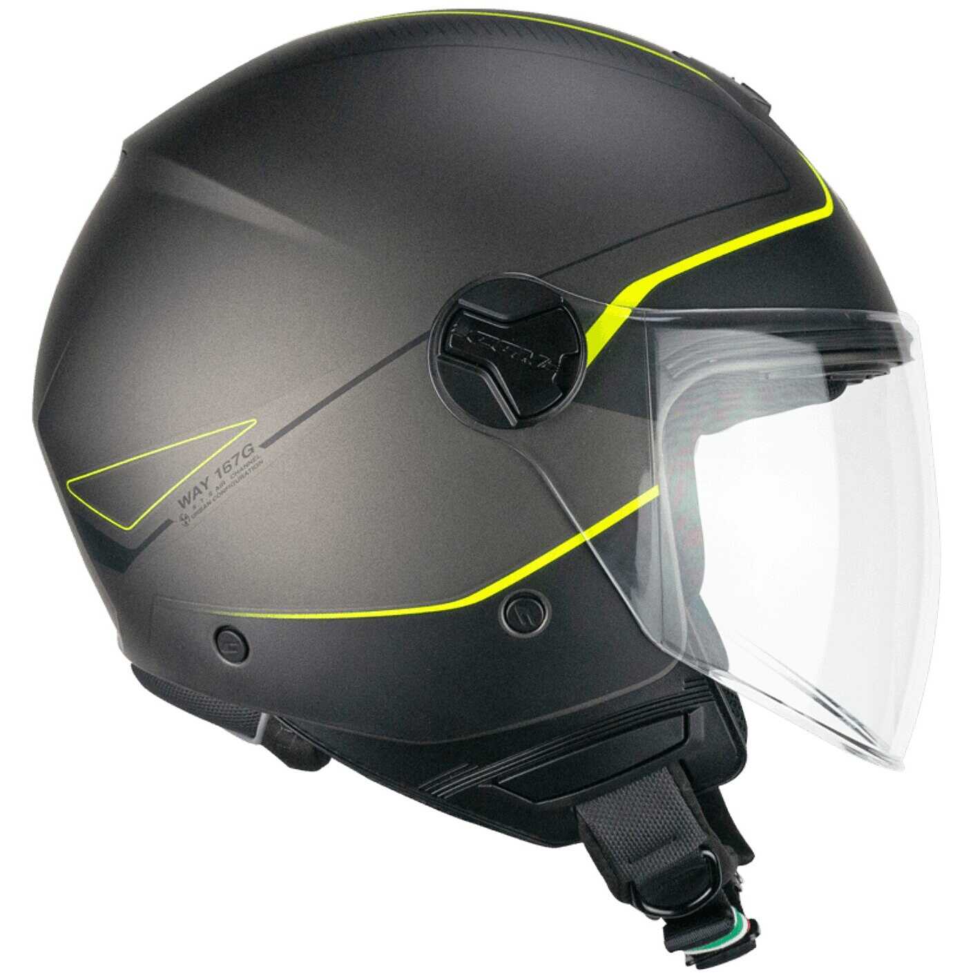 Casco Open face jet 167G FLO WAY (visiera lunga) - antracite giallo fluo satinato