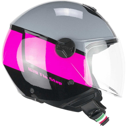 Casco Moto CGM 167R FLO STEP (visiera lunga) - Grigio fucsia