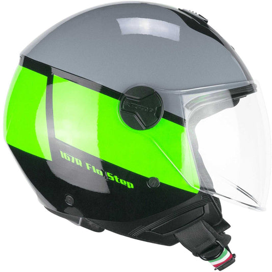 Casco Moto CGM 167R FLO STEP (visiera lunga) - Grigio verde