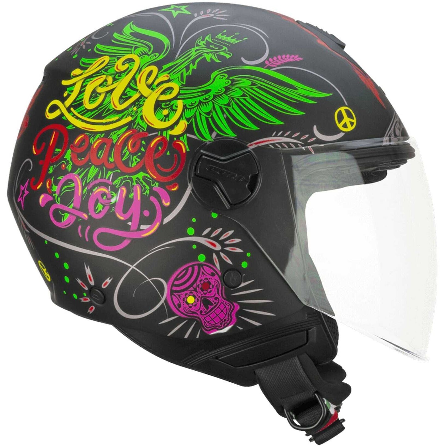 Casco Moto CGM 167S FLO JOY (visiera lunga) - nero azzurro verde opaco