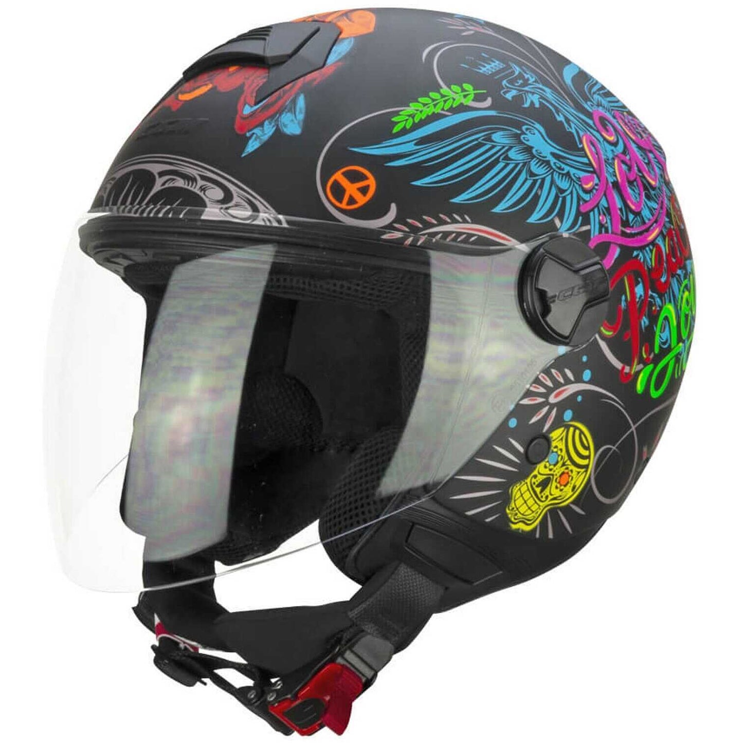 Casco Moto CGM 167S FLO JOY (visiera lunga) - nero azzurro verde opaco