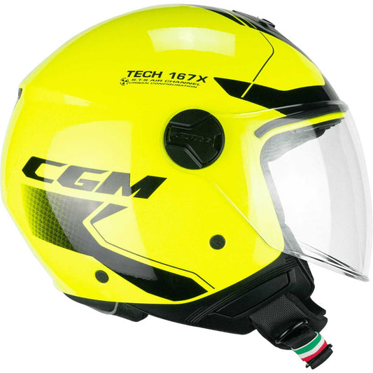 Casco Moto CGM 167X FLO TECH (visiera lunga) - Giallo fluo nero