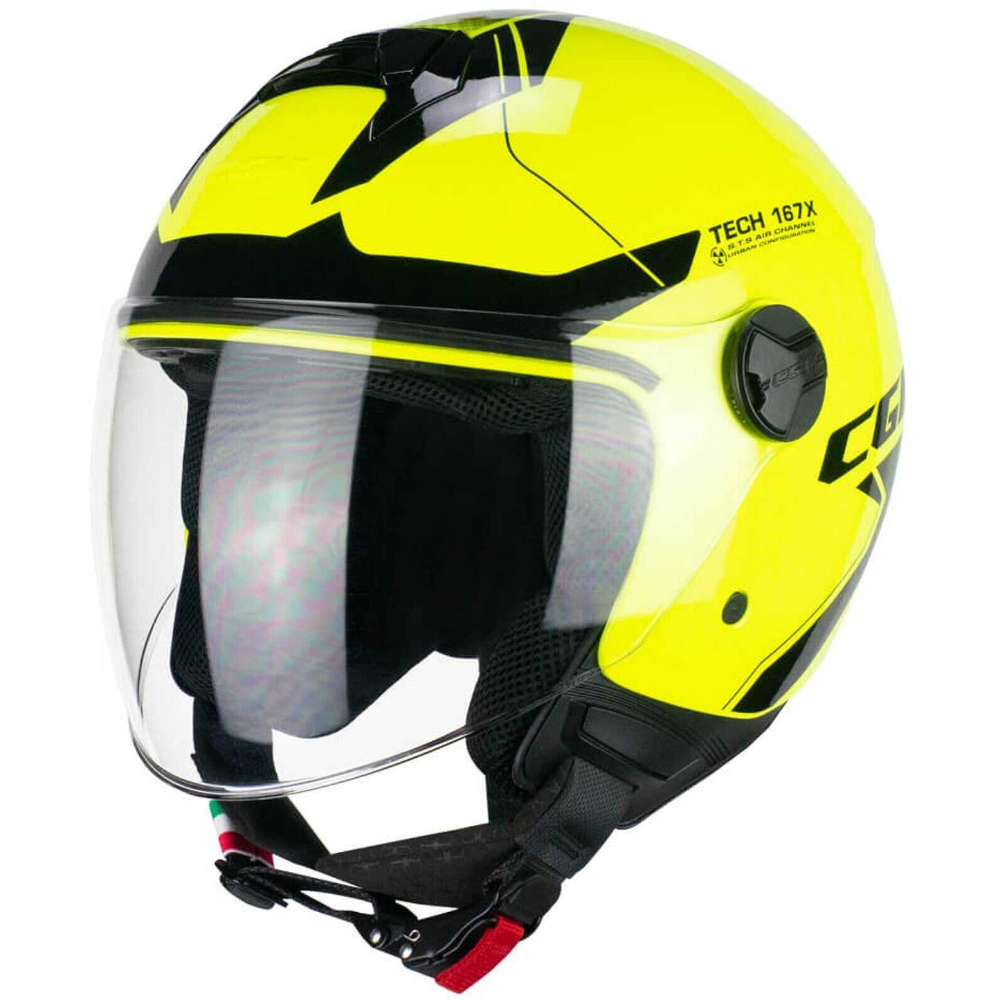 Casco Moto CGM 167X FLO TECH (visiera lunga) - Giallo fluo nero