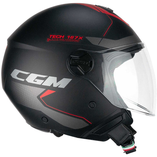 Casco Moto CGM 167X FLO TECH (visiera lunga) - Nero rosso opaco