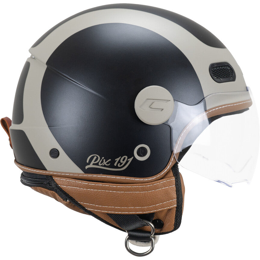 Casco Moto Jet CGM 191G PIX SPRINT Beige Nero opaco sagomata
