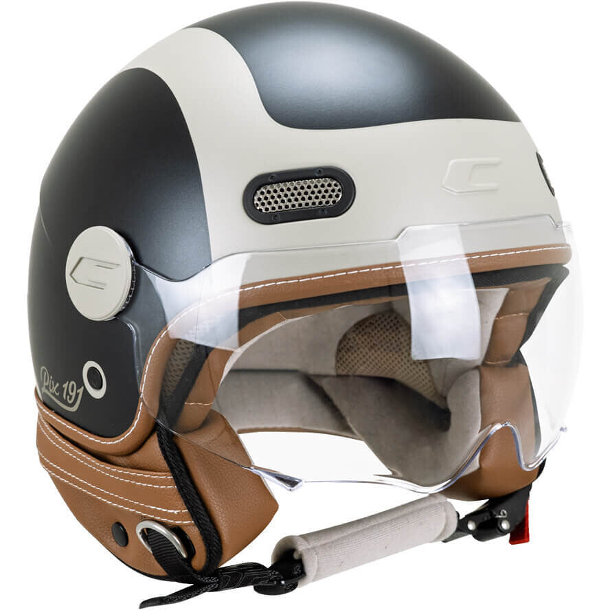 Casco Moto Jet CGM 191G PIX SPRINT Beige Nero opaco sagomata