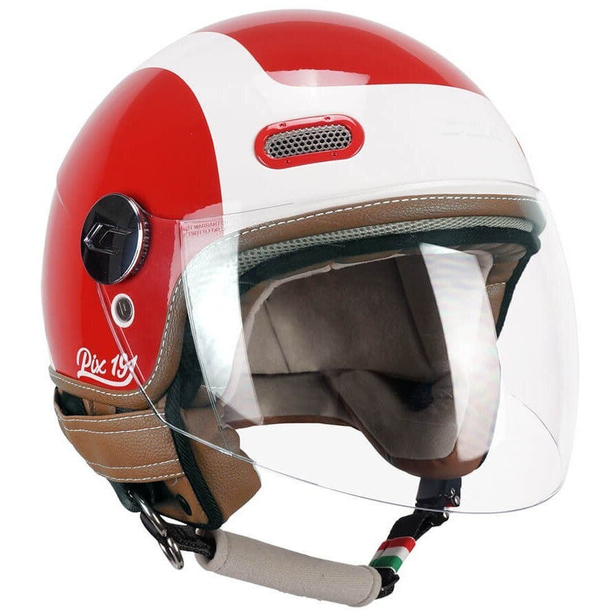 Casco Moto Jet CGM 191G PIX SPRINT Rosso Bianco