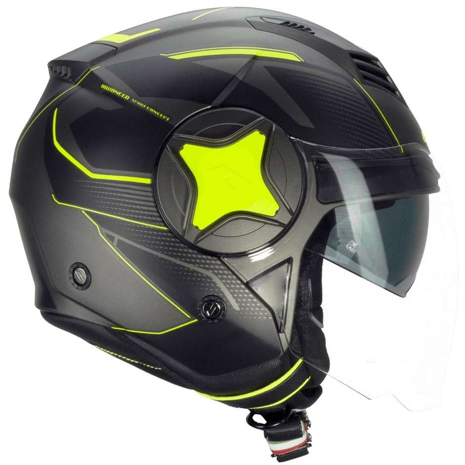 Casco Open face demi jet CGM 169G ILLI SPORT - grafite giallo fluo satinato