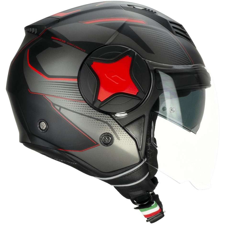 Casco Open face demi jet CGM 169G ILLI SPORT - nero rosso opaco