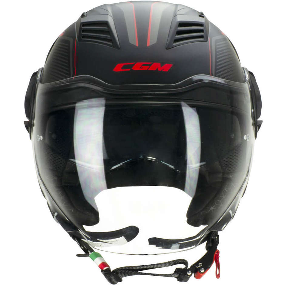 Casco Open face demi jet CGM 169G ILLI SPORT - nero rosso opaco