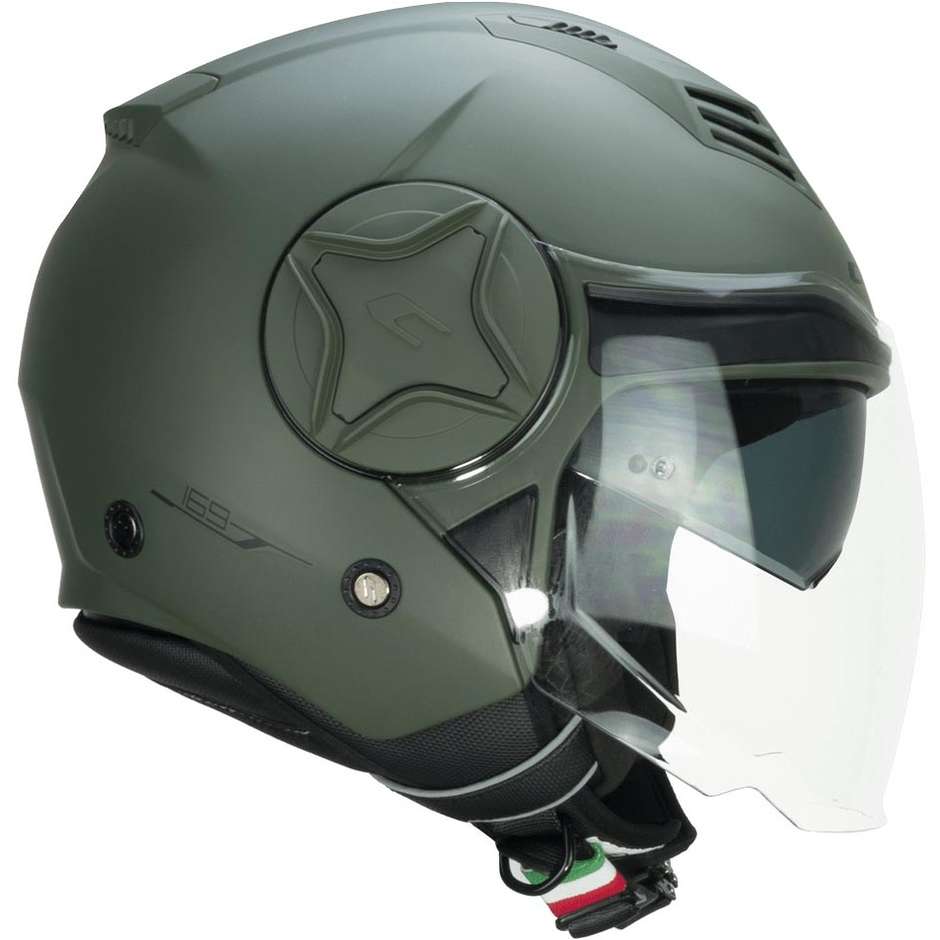 Casco Open face demi jet CGM 169A ILLI MONO - verde opaco